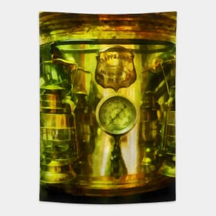 Fire Truck - Gauge and Two Brass Lanterns on Fire Truck Tapestry