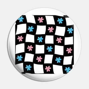 Floral Checker Board - Trans Pride Pin