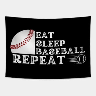 Eat Sleep Baseball Repeat Baseball Player Funny Baseball Tapestry