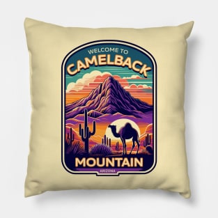 Arizona Sunset Camelback Mountain Vintage Pillow