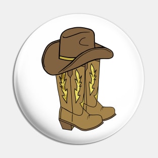 COWGIRL Western Cowboy Boots Brown Gold - Rodeo Art Pin