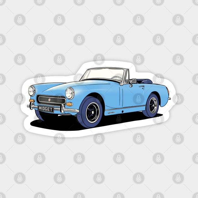 Classic MG Midget sports car in blue Magnet by Webazoot