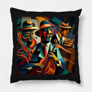 Abstract Art - men playing JAZZ Pillow