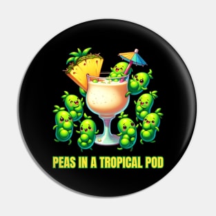 Peas in Paradise - Peas in a Tropical Pod Beach Party Tee Pin