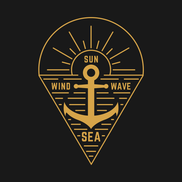 Sea Wind Wave Sun Linear design by Cute Tees Kawaii