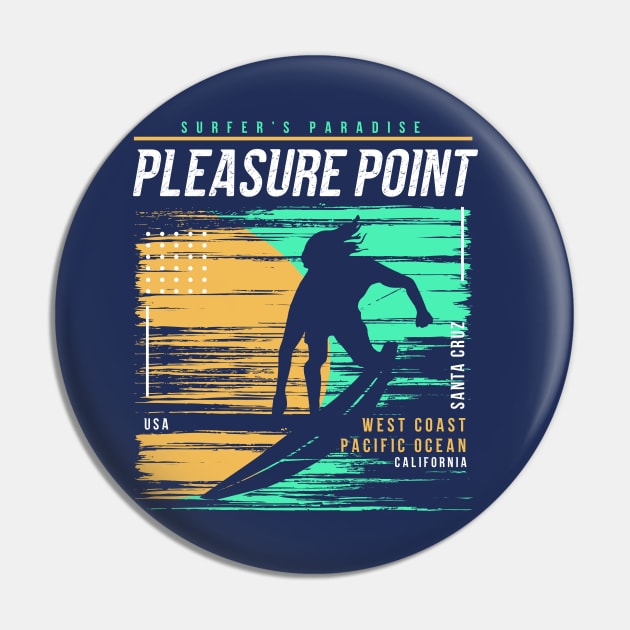 Retro Surfing Pleasure Point Santa Cruz, California // Vintage Surfer Beach // Surfer's Paradise Pin by Now Boarding