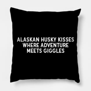 Alaskan Husky kisses Pillow