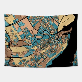 Quebec City Map Pattern in Mid Century Pastel Tapestry