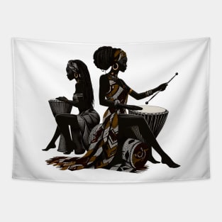 Afrocentric Women Drums Tapestry