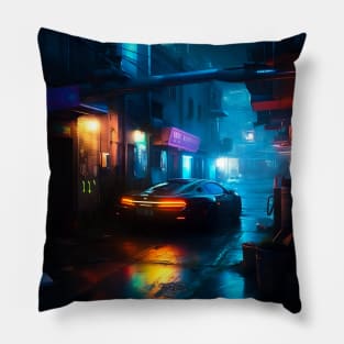 Cyberpunk Race Car Pillow