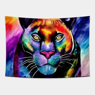 Panther / Cougar - Rainbow Colors Tapestry