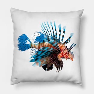 The Lion Fish Beautiful Marine Life, Lovely Marine Fish Design. Pillow