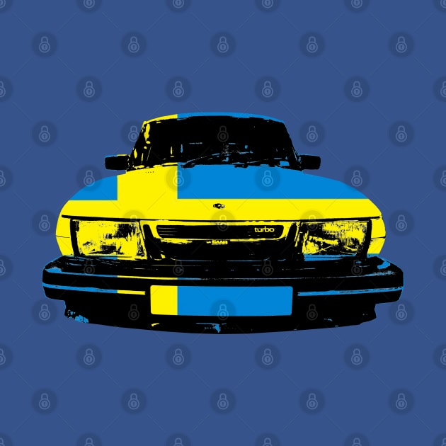 Saab 900 Turbo 1980s classic car monoblock flag by soitwouldseem