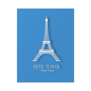 Eiffel Tower Paris France with blue background T-Shirt