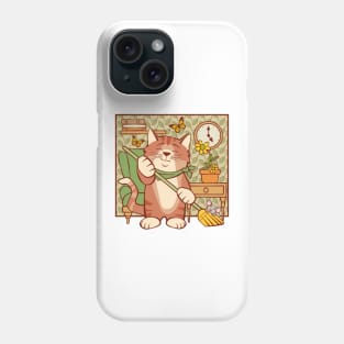 Cat Cleaning House with Mouse and Butterflies Phone Case