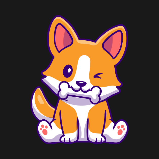 Cute Corgi Dog Eating Bone Cartoon by Catalyst Labs