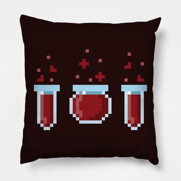 8Bit Health Potion, Red Pillow by Anna.Moore.Art