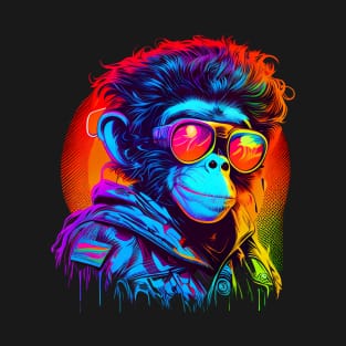 Monkey With Sunglasses Synthwave T-Shirt