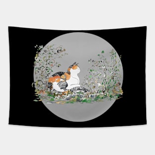 Calico Cat In The Garden Tapestry