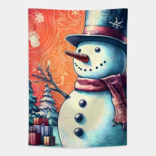 Discover Frosty's Wonderland: Whimsical Christmas Art Featuring Frosty the Snowman for a Joyful Holiday Experience! Tapestry