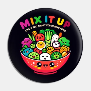 Happy Veggies Salad Bowl - Cute Kawaii Vegetarian Pin