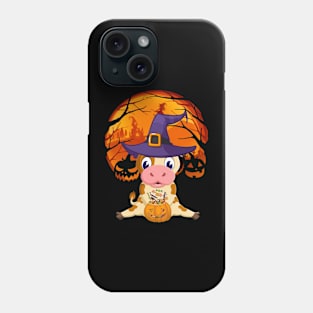 Cow pumpkin witch Phone Case