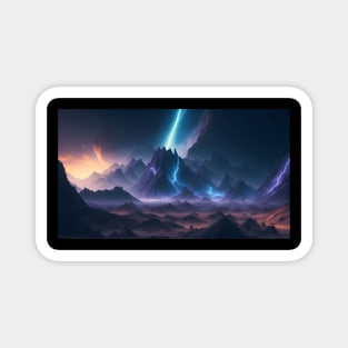 Dramatic Mountain Lights Landscape Magnet