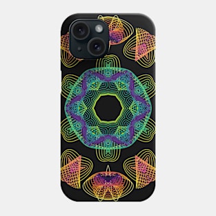 Wormhole Kaleidoscope | Harmonograph Green Blue Yellow Black Phone Case