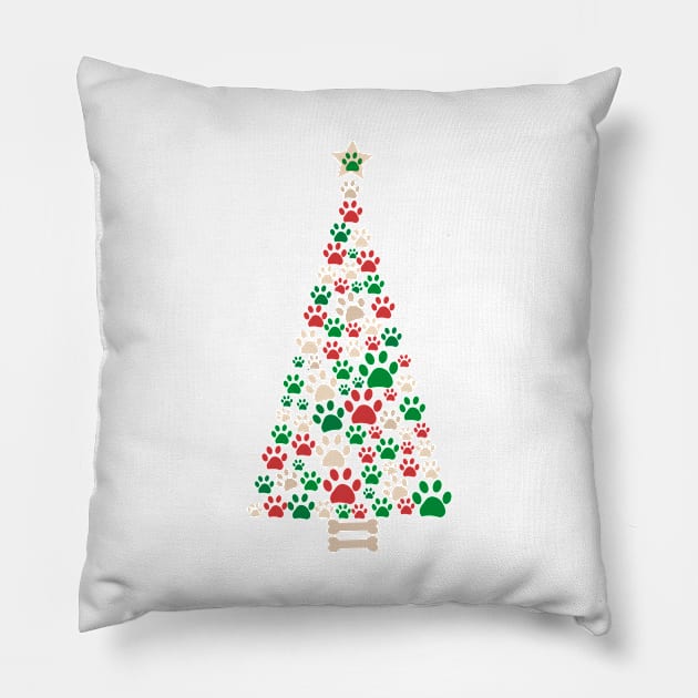 Christmas tree made of bone and paw prints Pillow by GULSENGUNEL