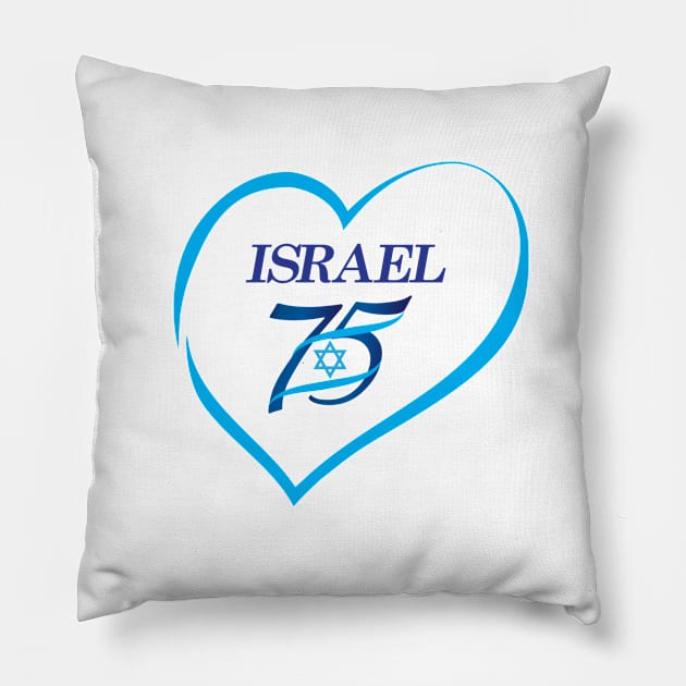 Happy Israel Independence Day Blue Star of David 75th Anniversary Israel Independence Day Israeli Star T-Shirt Yom Haatzmaut in Hebrew Festival Pillow by sofiartmedia