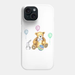 Teddy Bear with rabbit and balloons Phone Case