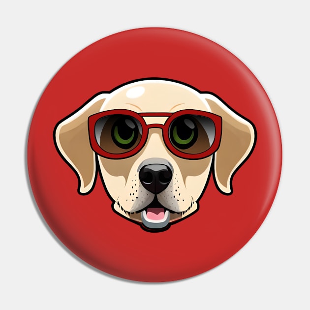 Golden Retriever Wearing Red Sunglasses Puppy Pin by 4U2NV-LDN