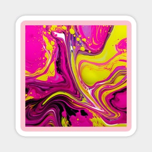 Lime Green and Pink Flow Art Magnet