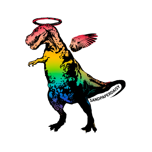 Rainbow Angel T-Rex winged halo dinosaur lgbt gay pride by sandpaperdaisy