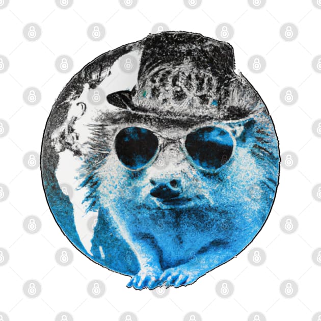 Cyanotype hedgehog aristocrat ready to steal your heart by Trippy Critters