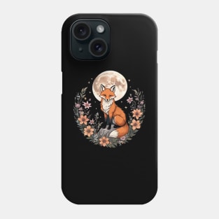 Witchy Moon Cottagecore Floral Fox Aesthetic Art Phone Case