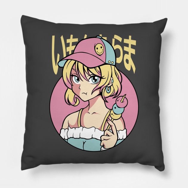 Japanese Anime Girl Vintage Pillow by Afdhal Project