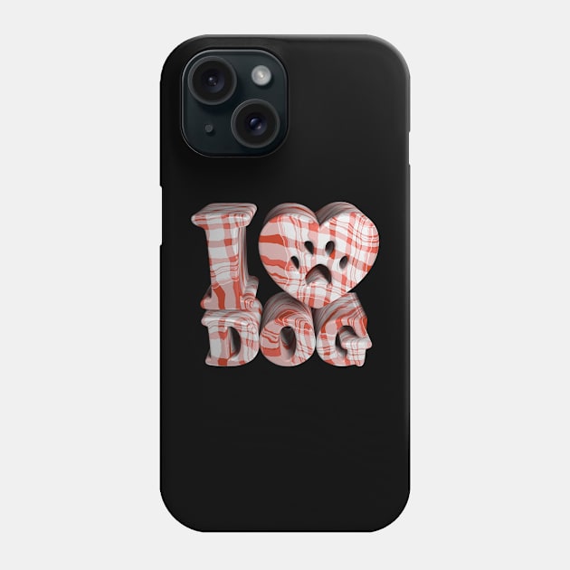 3D I Love Dog - Checkered Phone Case by 3DMe