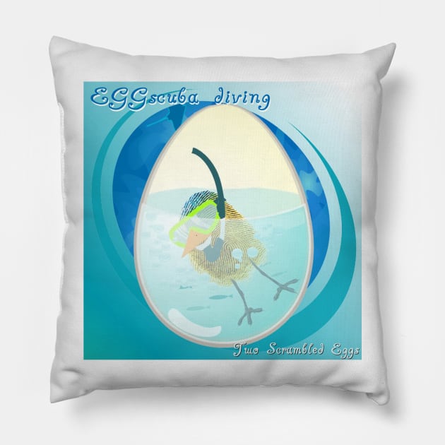 Two Scrambled Eggs - EGGscuba diving Pillow by Kartoon