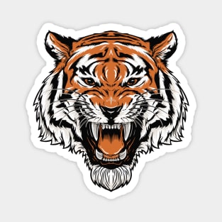 Retro Roaring Tiger Head Illustration Magnet