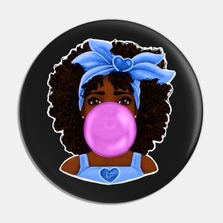 Blue Bubble Gum | Pretty Black Girl Art Design Pin