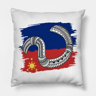 Philippine Flag Tribal line Art / Baybayin word WA Pillow