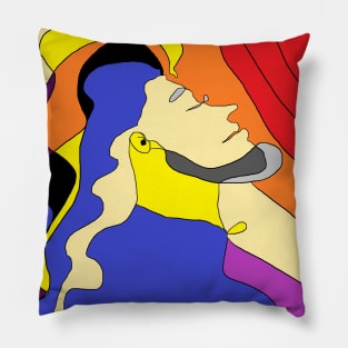 a monk who meditates in the evening at sunset Pillow