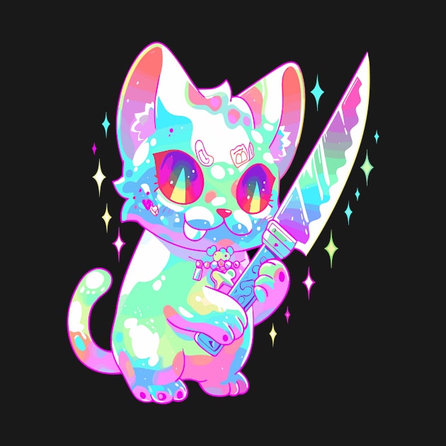 Cute Party Cat Raver EDM Festival Rave by QQdesigns