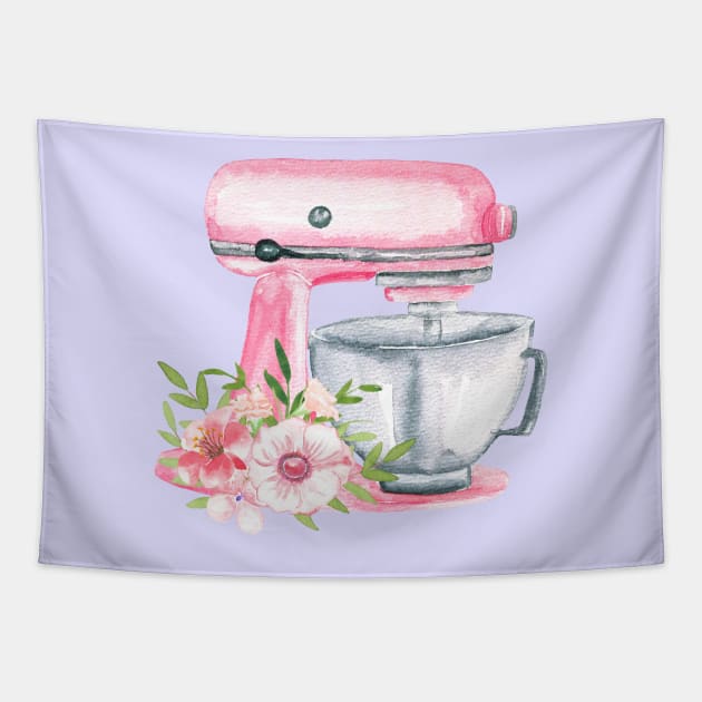 Pink Mixer Kitchen Cooking Tools Tapestry by NatureGlow