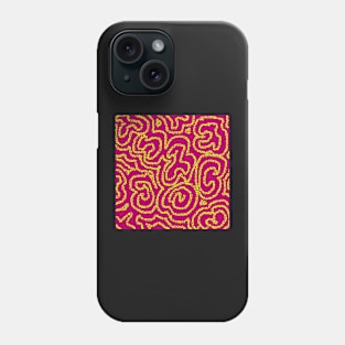 Textured Yellow Doodle on Red Abstract Phone Case