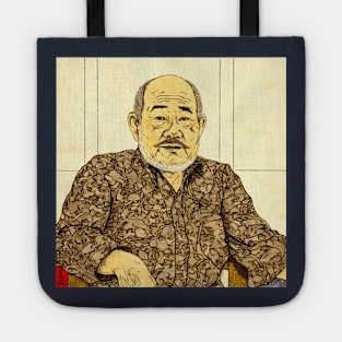 Asian painting. An elderly bearded man looking at camera Tote