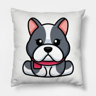 Cute baby bulldog sitting cartoon illustration Pillow