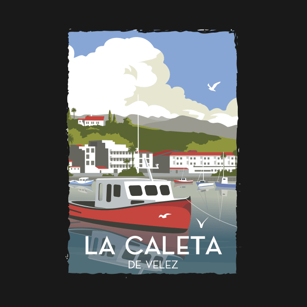 Spain La Caleta De Velez  Harbor Vintage Travel Poster Gift by Terrybogard97