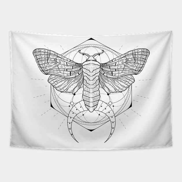 Satin Moth | Crescent Moon Tapestry by CelestialStudio